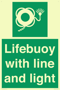 Lifebuoy with line and light